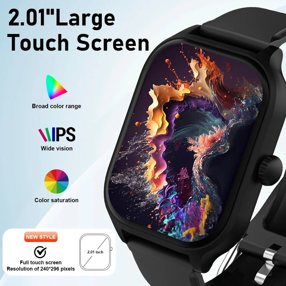 2026 New Smart Bluetooth Fitness Watch with 2.01-Inch HD Full Touch Screen