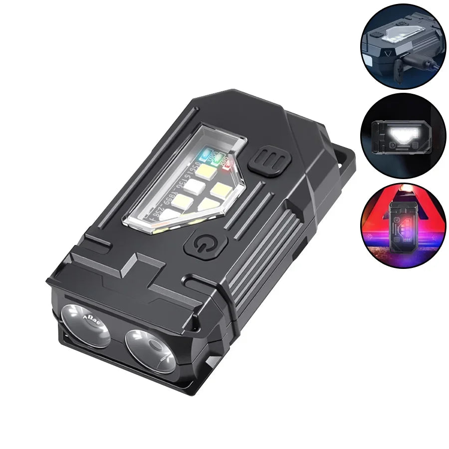 USB-C Rechargeable Mini COB LED Flashlight with Magnet & Clip
