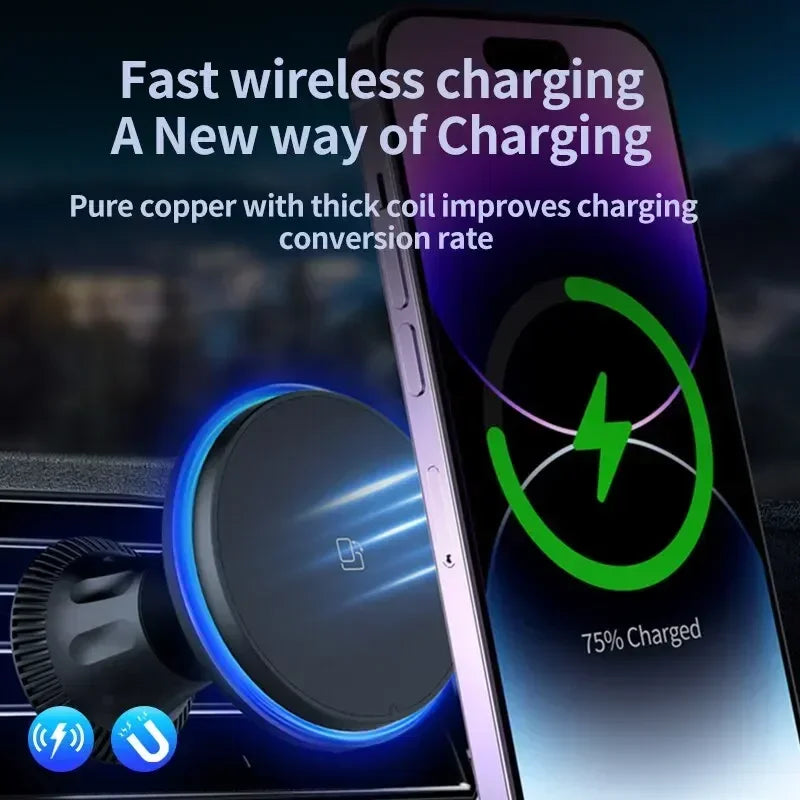 RGB Magnetic Wireless Car Charger for iPhone 12–17