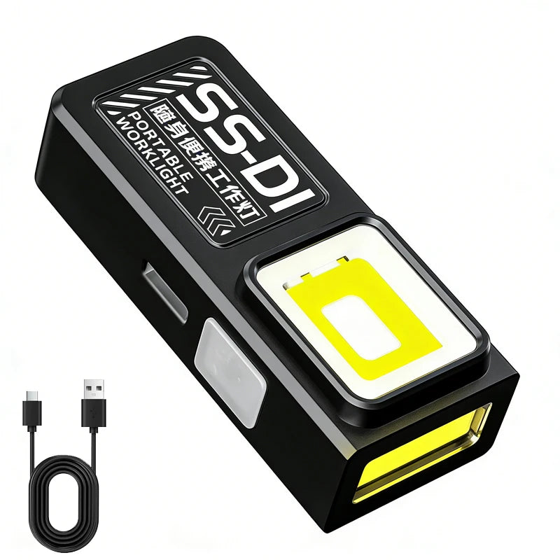 USB-C Rechargeable Mini COB LED Flashlight with Magnet & Clip