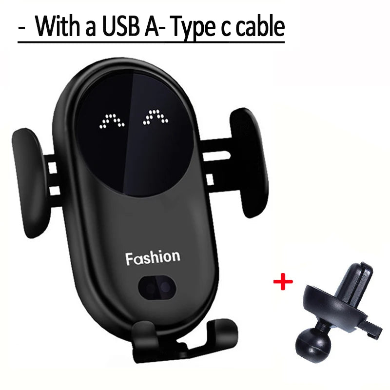 15W Fast Wireless Car Charger Mount with Auto Clamp & Air Vent Clip