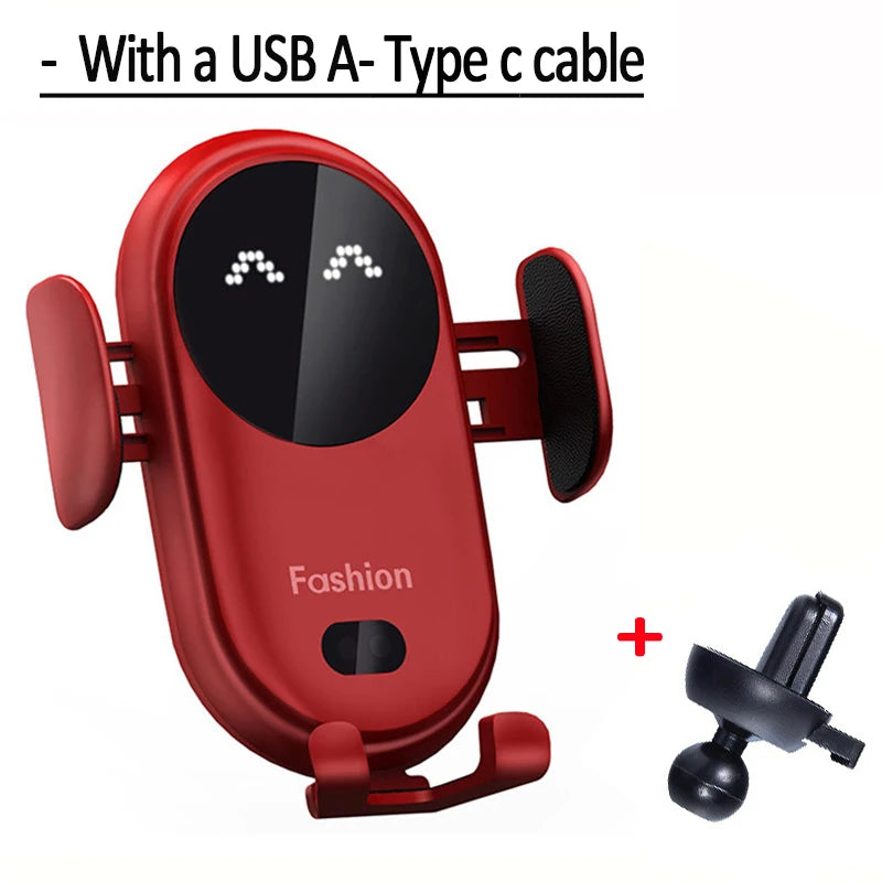 15W Fast Wireless Car Charger Mount with Auto Clamp & Air Vent Clip