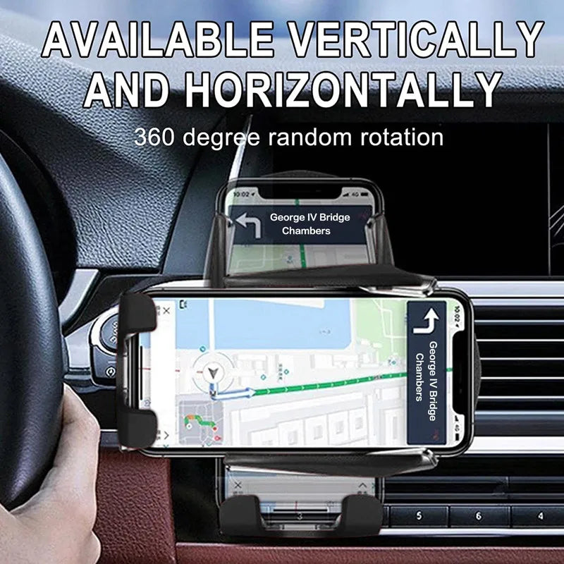 15W Fast Wireless Car Charger Mount with Auto Clamp & Air Vent Clip