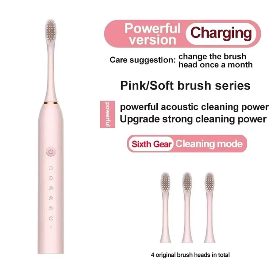 6-Speed Ultrasonic Electric Toothbrush – USB Rechargeable & Waterproof