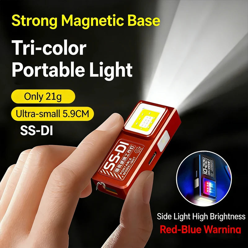 USB-C Rechargeable Mini COB LED Flashlight with Magnet & Clip