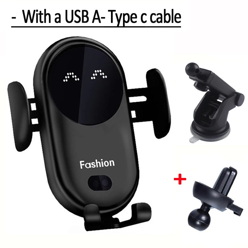 15W Fast Wireless Car Charger Mount with Auto Clamp & Air Vent Clip