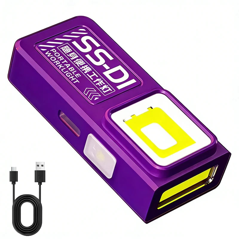 USB-C Rechargeable Mini COB LED Flashlight with Magnet & Clip