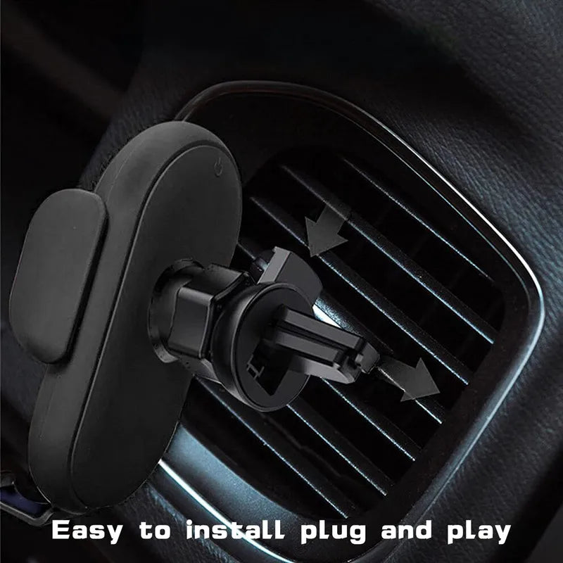 15W Fast Wireless Car Charger Mount with Auto Clamp & Air Vent Clip