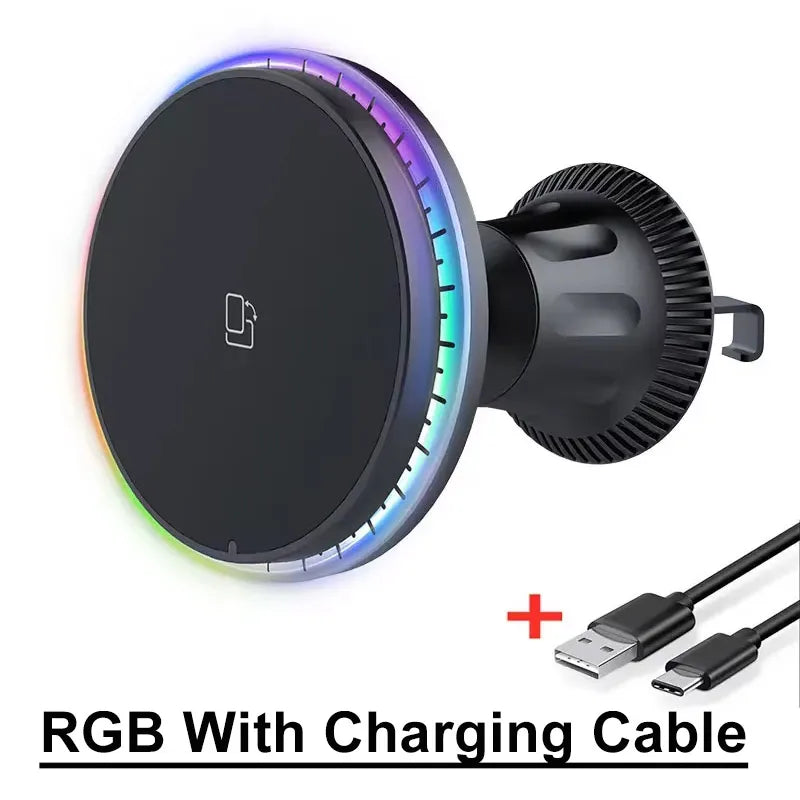 RGB Magnetic Wireless Car Charger for iPhone 12–17